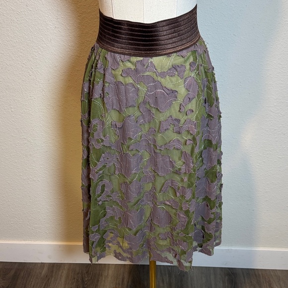 Petit Pois Dresses & Skirts - NWT Petit Pois Floral Appliqué Mini Skirt Green/Lilac size XL